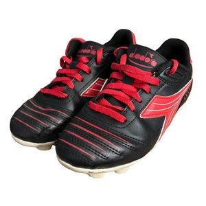 Diadora Black Red Childrens Soccer Cleats Size 1.5